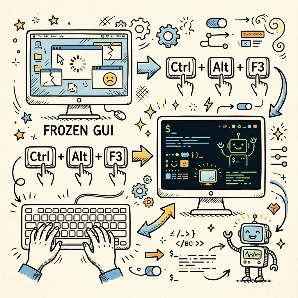 Bypassing a frozen GUI by switching to a virtual text TTY console