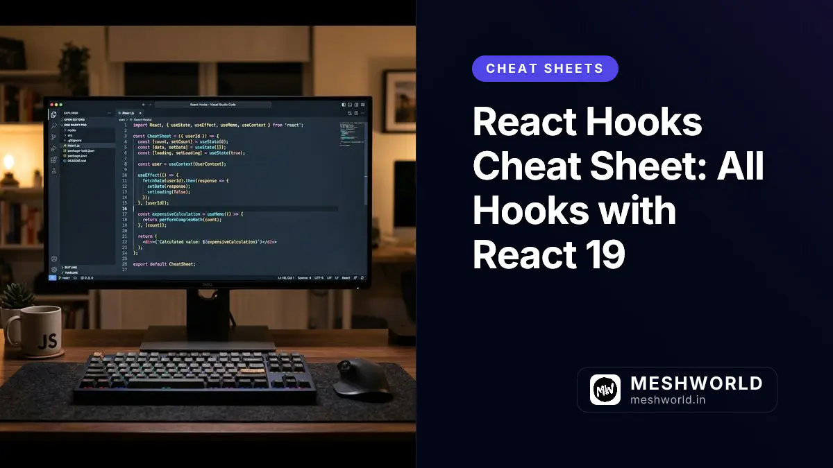 React Hooks Cheat Sheet: All Hooks with React 19